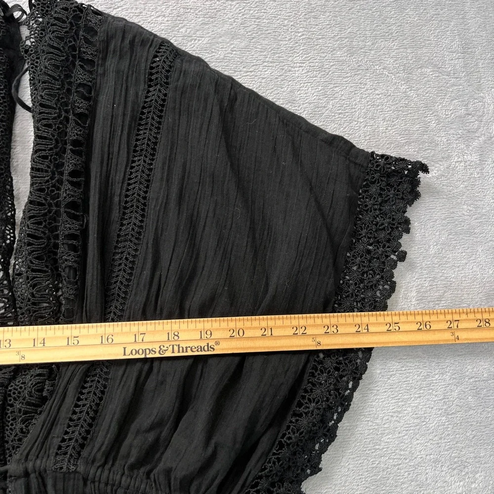 Topshop Black Crochet‎ Lace Trim Kaftan Swim Cover Up Beach Resort Wear Medium